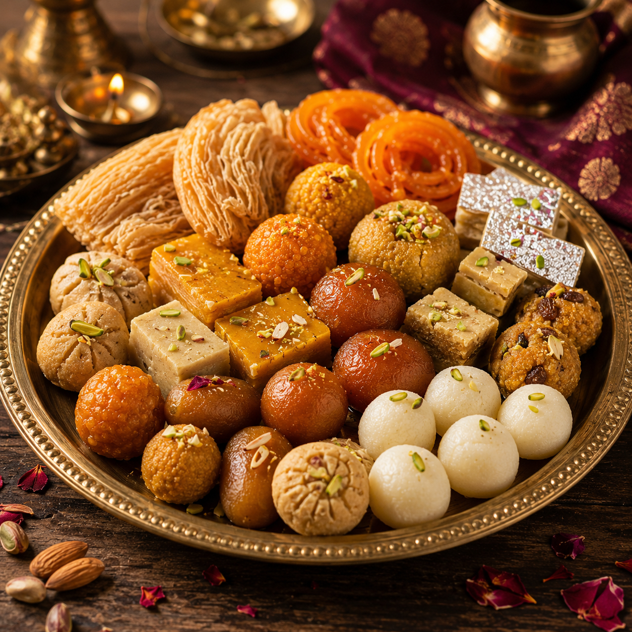 Traditional Indian sweets display